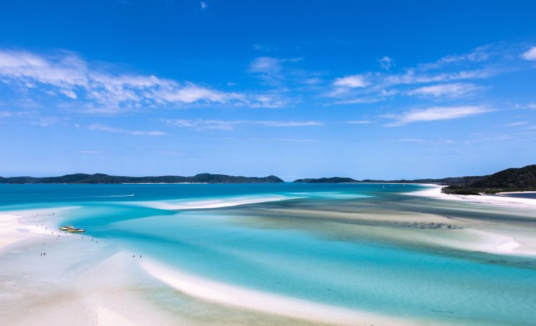 Turquoise waters and pristine white sands of the Whitsundays, Queensland Australia